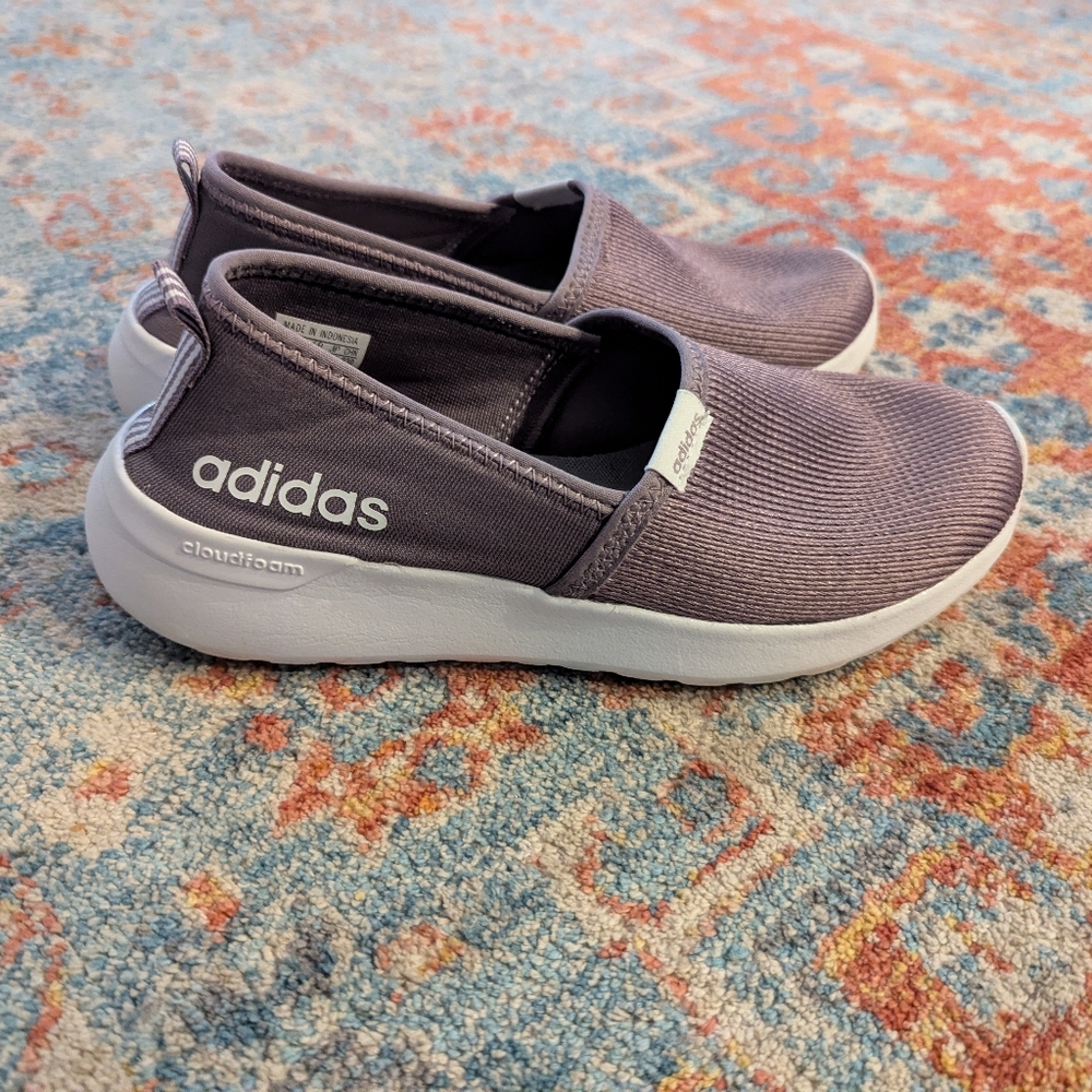 Adidas Women's 6 Cloudfoam Lite Racer Slip On Loafers Sneakers Purple